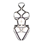 LEG AVENUE - KINK - HEART RING HARNESS TEDDY SIZE M - BLACK