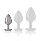 INTENSE - ALUMINUM METAL ANAL PLUG WITH SILVER CRYSTAL SIZE S