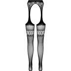 PASSION - S026 BLACK TIGHTS WITH GARTER ONE SIZE