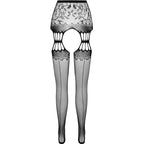 PASSION - S027 BLACK TIGHTS WITH GARTER ONE SIZE
