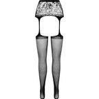 PASSION - S028 BLACK TIGHTS WITH GARTER ONE SIZE