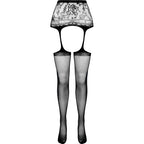 PASSION - S028 BLACK TIGHTS WITH GARTER ONE SIZE