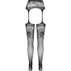 PASSION - S029 BLACK TIGHTS WITH GARTER ONE SIZE