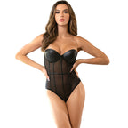 SUBBLIME - BLACK CHAIN SUSPENDERS BODYSUIT S/M