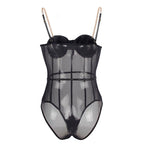 SUBBLIME - BLACK CHAIN SUSPENDERS BODYSUIT S/M