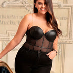 SUBBLIME - BLACK CHAIN SUSPENDERS BODYSUIT L/XL