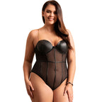 SUBBLIME - BLACK CHAIN SUSPENDERS BODYSUIT L/XL