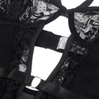 SUBBLIME - TEDDY WITH GARTER WITH LACE DETAIL AND STRIPS BLACK L/XL
