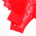 SUBBLIME - TEDDY WITH GARTER WITH LACE DETAIL AND STRIPS RED S/M