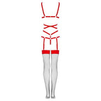 LIVCO CORSETTI FASHION - THIARA LC 20213 SET BODY + STOCKINGS RED S/M