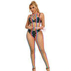 SUBBLIME - 952358 RAINBOW MESH HALTER NECK BODYSTOCKING XS/M