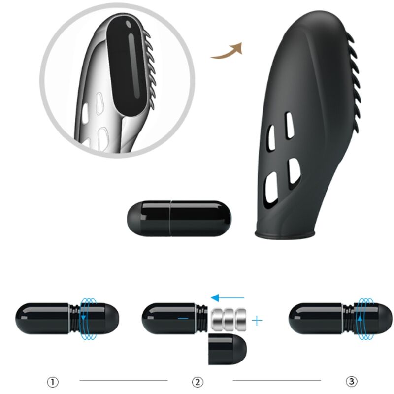 PRETTY LOVE - GILO SILICONE FINGER VIBRATOR BLACK