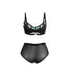 SUBBLIME - 955557 GREEN PATENT LEATHER MESH ZIPPER BRA SET S/M