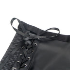SUBBLIME - 957599 LEATHER BRA AND SKIRT SET BLACK L/XL
