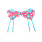 SUBBLIME - 957650 FLOWER EMBROIDERED BRA AND GARTER BELT SET PINK L/XL