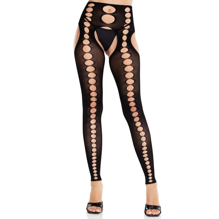 LEG AVENUE - STRAPLESS SEAMLESS OPAQUE STOCKINGS BLACK