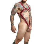 MOB - DNGEON RED CROSSED PENIS HARNESS ONE SIZE