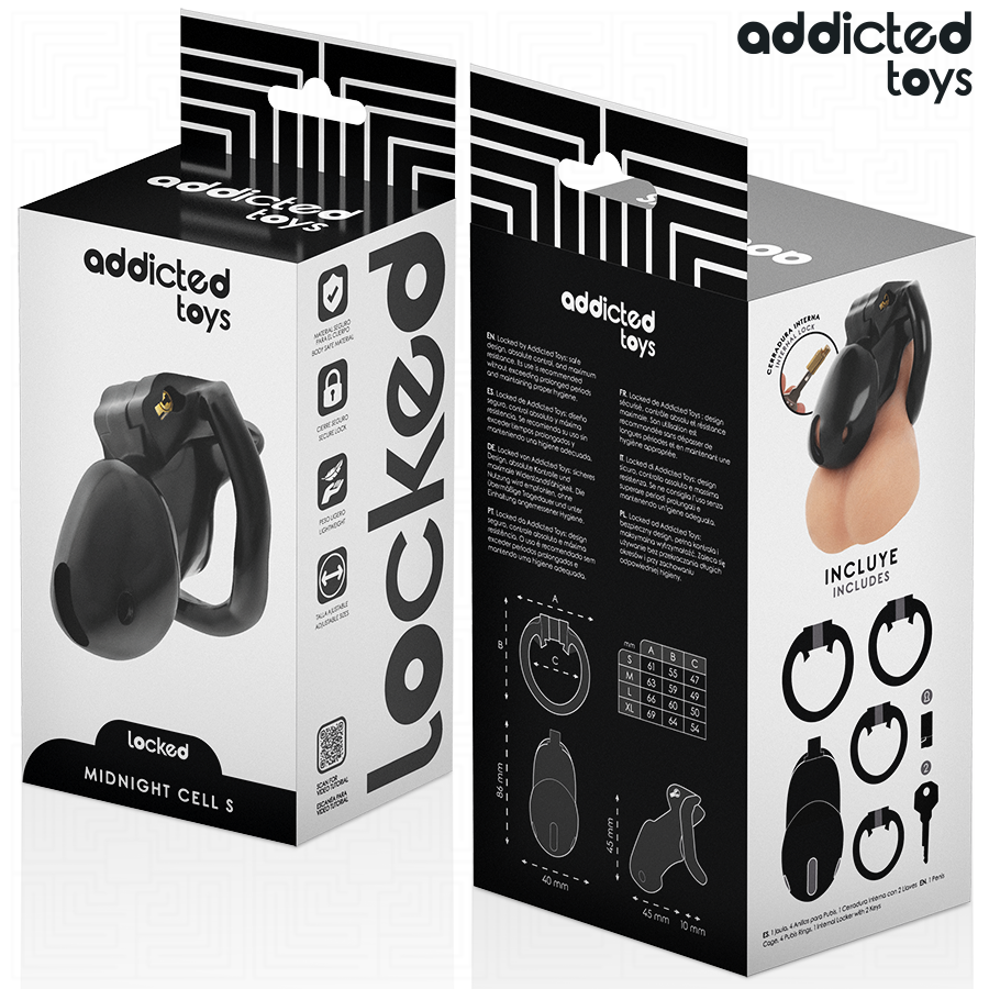 ADDICTED TOYS LOCKED - MINDNIGHT CELL PENIS CAGE SIZE S