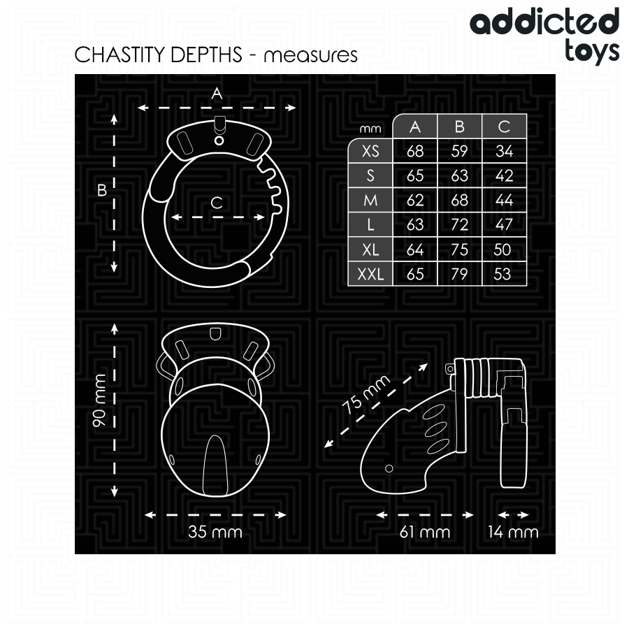 ADDICTED TOYS LOCKED - CHASTITY DEPTHS PENIS CAGE 7.5 CM