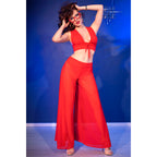 CHILIROSE - CR 4857 RED TOP AND PANTS SET SIZE S