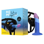 ROMP - PICCOLO HARNESS + SILICONE DILDO WITH TRICOLOR SUCTION CUP 14 CM