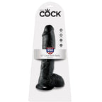 KING COCK - DILDO BLACK WITH BALLS 25.4 CM